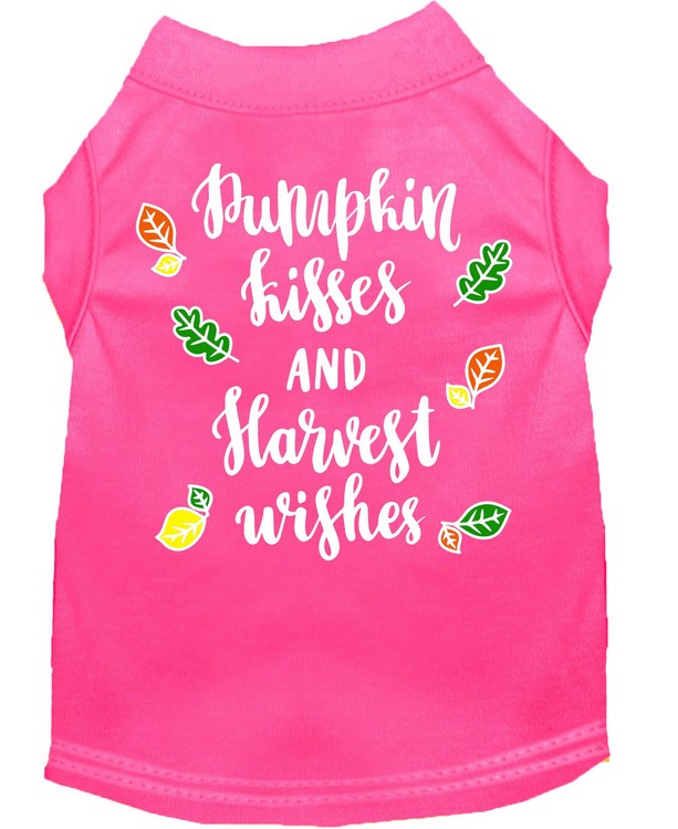 Pumpkin Kisses Screen Print Dog Shirt Bright Pink Sm